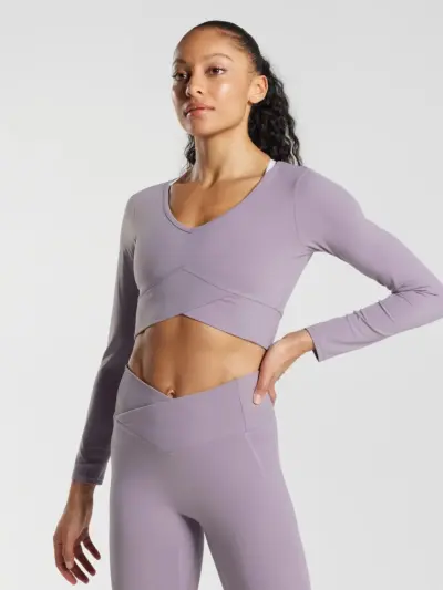 Crossover Long Sleeve Crop Violet